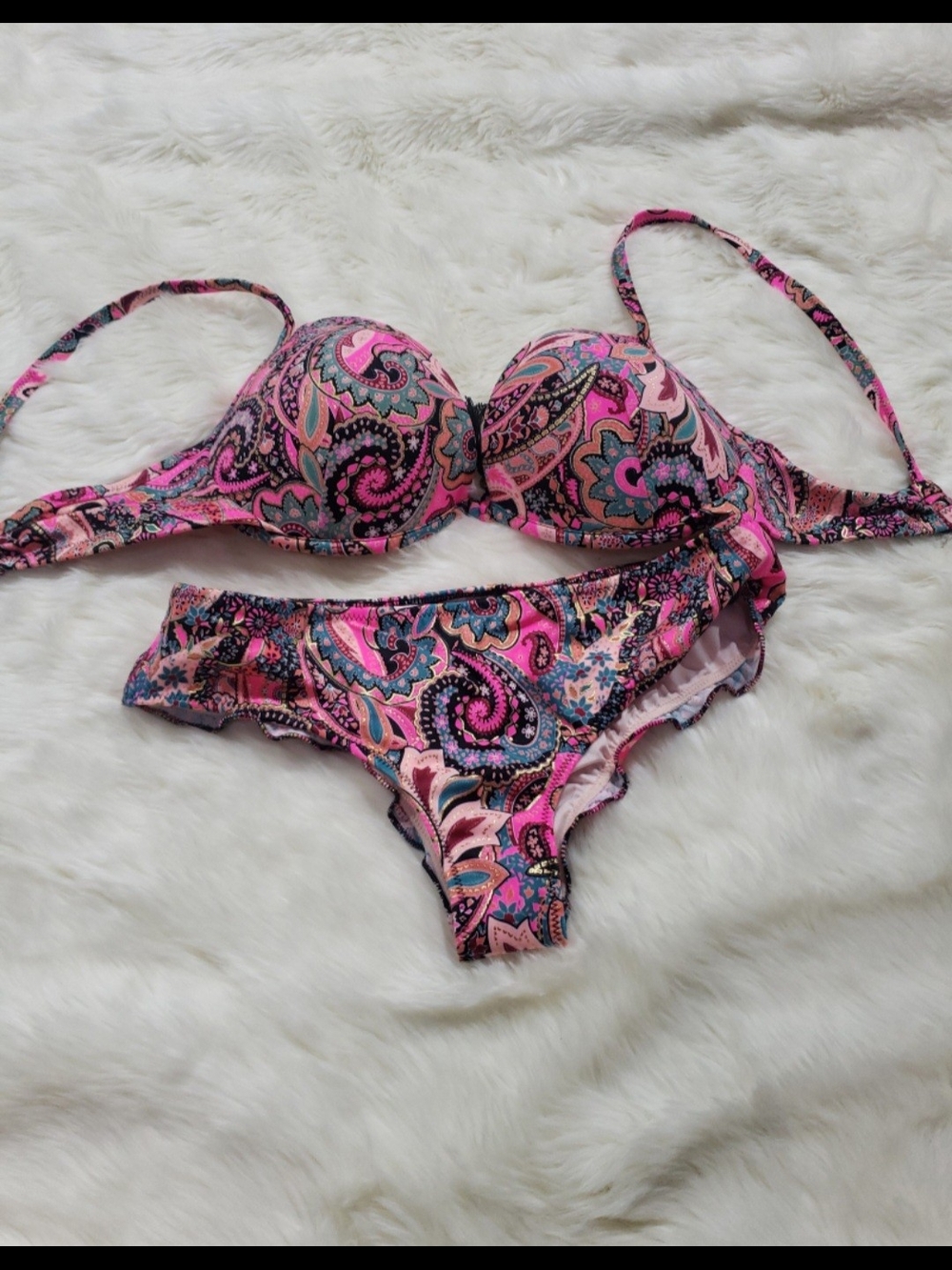 Shade & Shore Light Pink Lined  Bikini Bottom. Bra Size 36C Bottoms Xsmall.